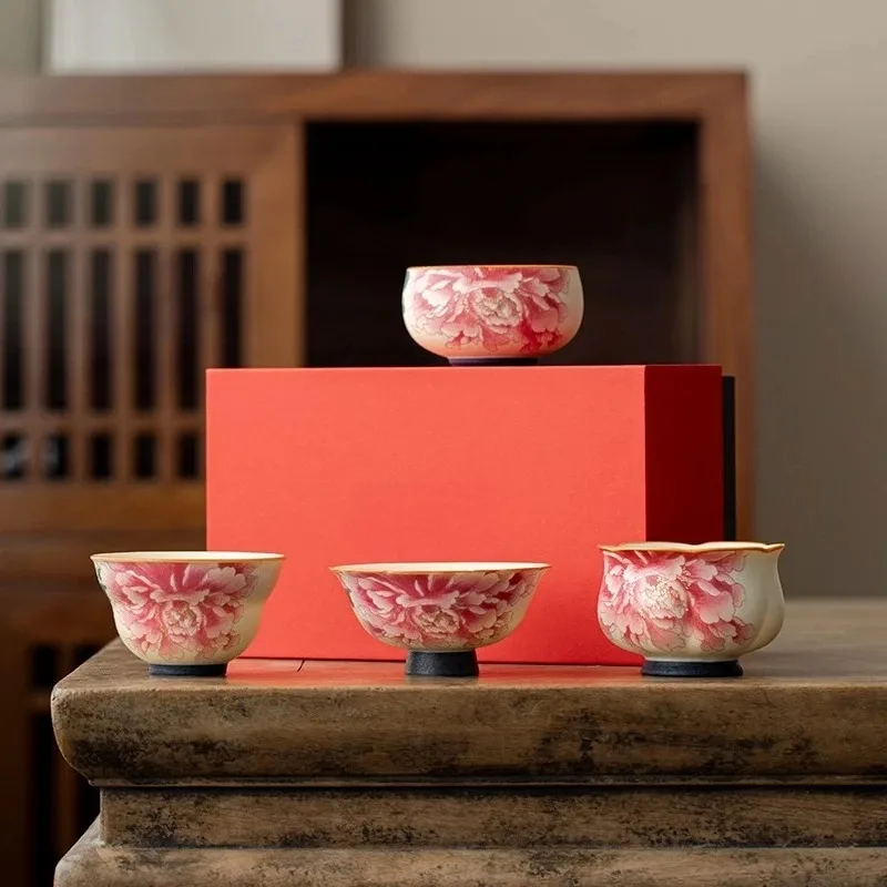 Peony master cup single high-end special teacup ceramic single cup home gift for girls
