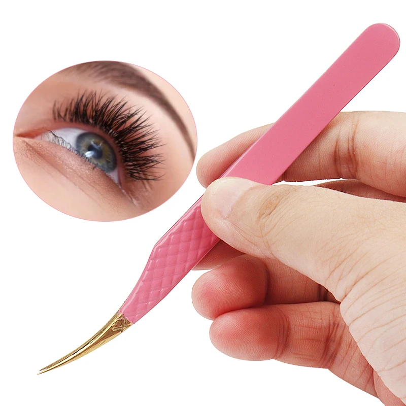 Stainless Steel Eyelash Tweezers Anti-static Non-magnetic Professional 1PC