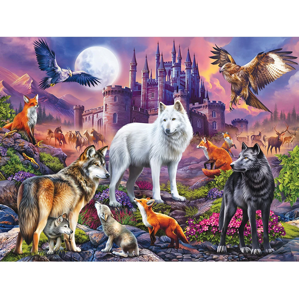 

Diamond Painting Wolf Animal Cross Stitch Kit 5D Diamond Embroidery Fox Eagle Mosaic Rhinestone Picture Castle Wall Decor Gift