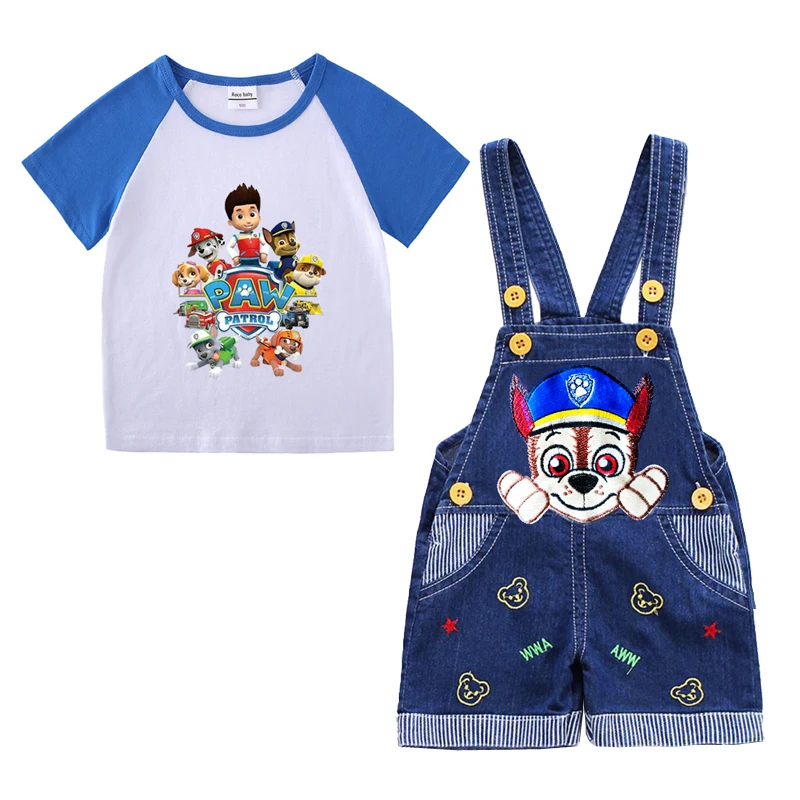 

Костюм детский из футболки и джинсовых шортов с принтом «Щенячий патруль»