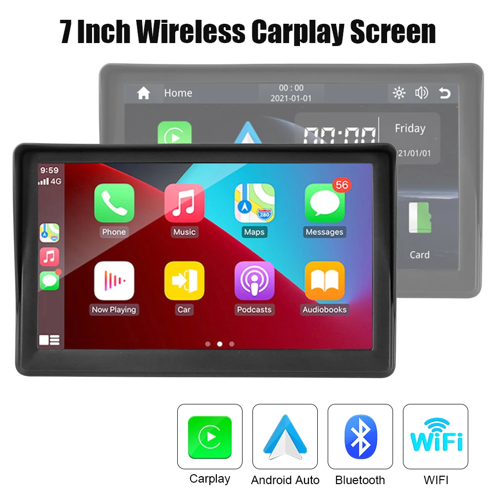 

Bluetooth WIFI Mirror Link 7 Inch IPS Screen Portable Hands-free Multimedia Player Touch Monitor For Carplay Android Auto