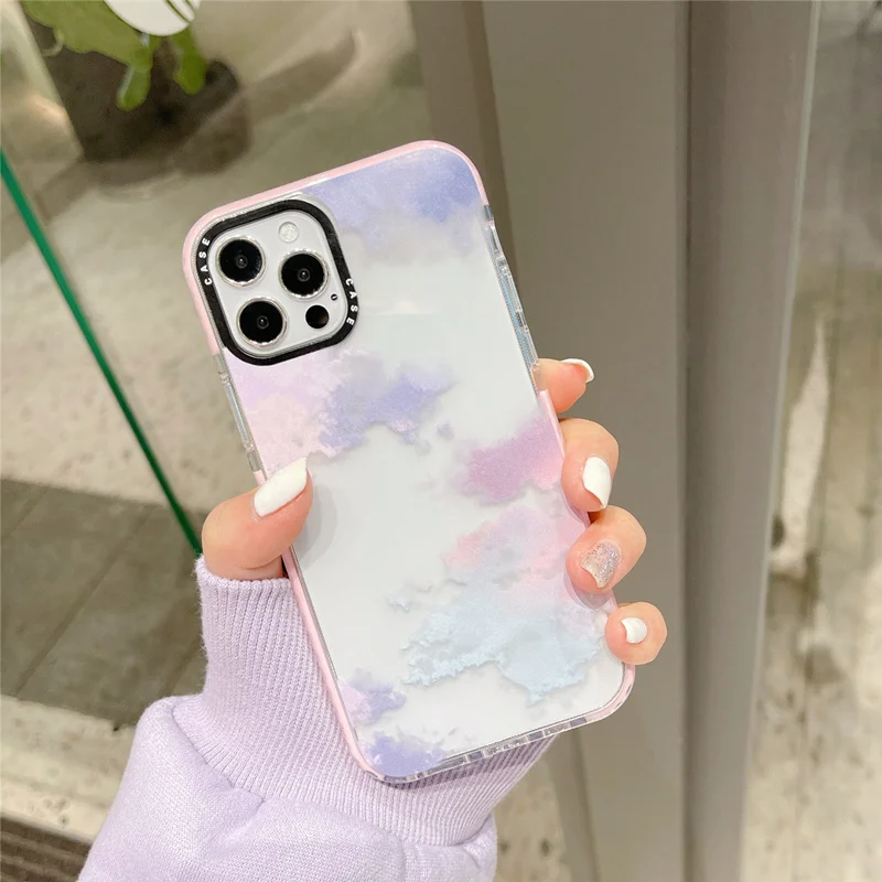 Clouds case for iPhone 15 14 13 phone cover shell iphone13 12 11 Pro Max  tansparent soft white bumper funda luxury camera brand - AliExpress