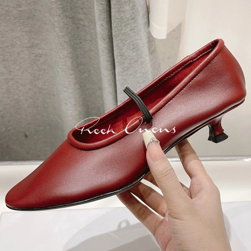 

New Female Pumps 2023 Summer Real Leather Upper T-stage Walk Show High Heels Lightweight Shallow Design Ladies Single Shoes