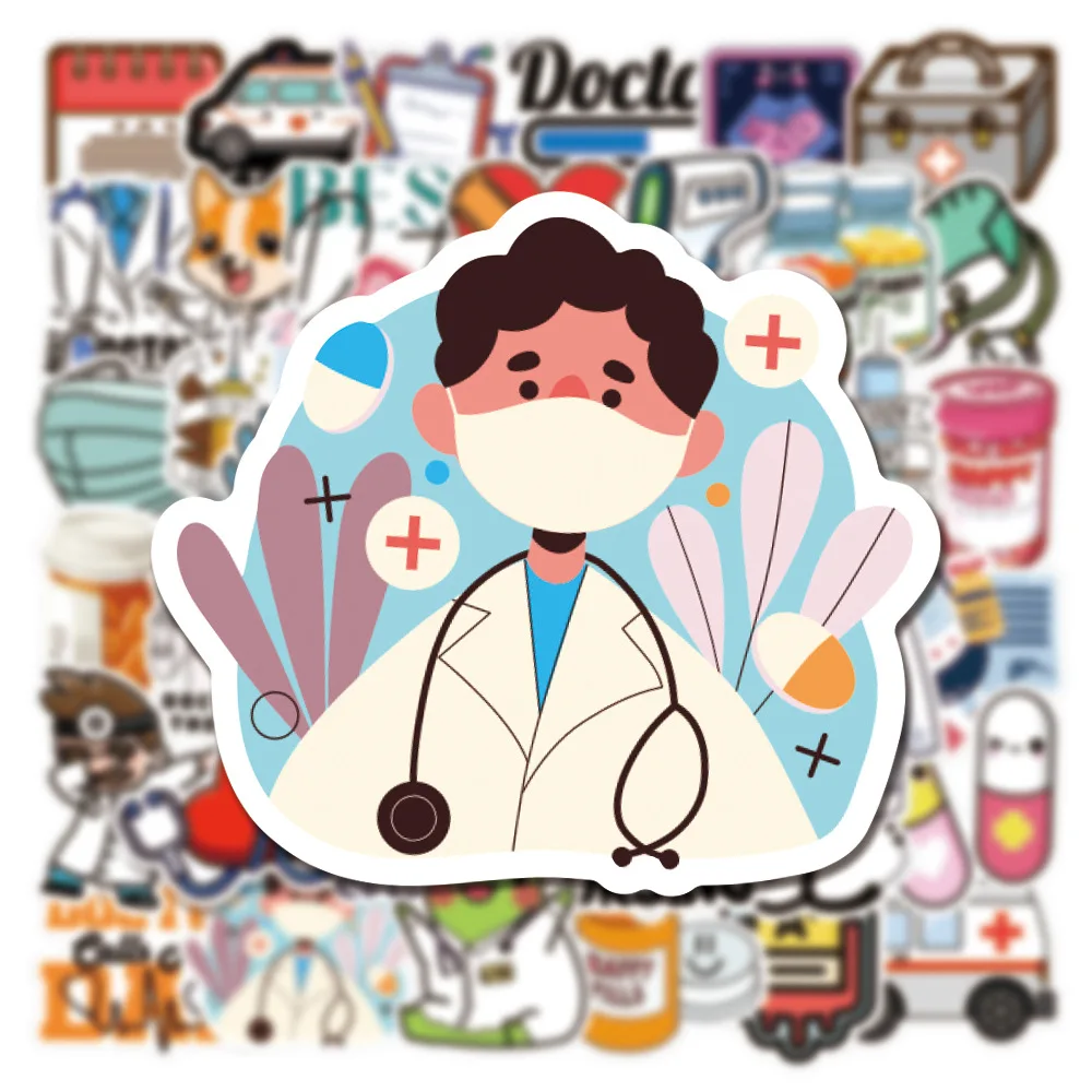 

10/50pcs Nurse Doctor Graffiti Stickers International Nurses' Day Decals Kids Toy Phone Car Laptop Luggage Waterproof Sticker