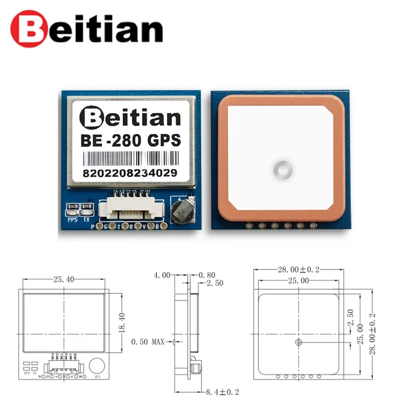 GPS eining Beitian BE-180 BE-220 BE-280 BE-880 með M10050 GNSS loftneti fyrir dróna