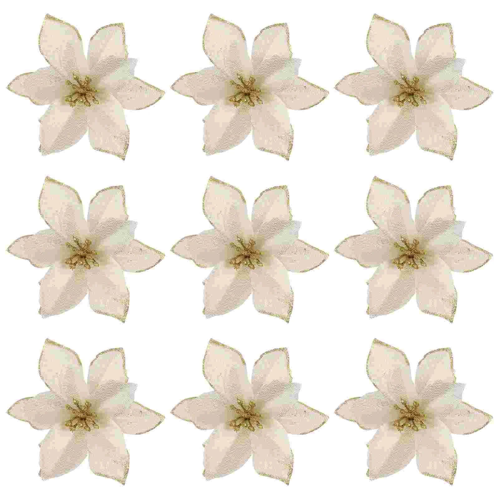 

24pcs Christmas Glitter Poinsettia Flowers Artificial Poinsettia Decorative Christmas Party Flowers for Christmas Tree Garland