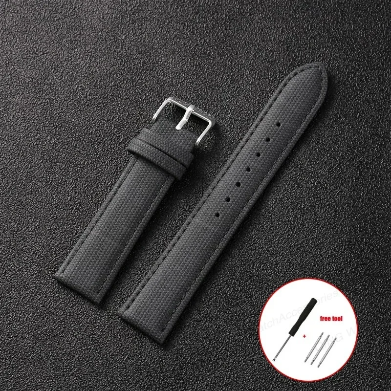 Vintage-Style Denim Nylon Canvas Watch Strap - Soft, Sporty & Universal Wristband Bracelet