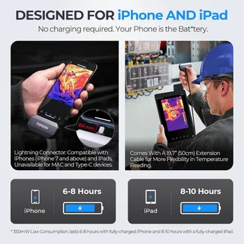 TOPDON TC002 Thermal Camera for iOS (iPhone & iPad), 256 x 192 IR High Resolution, can Video Recording, 40mk Thermal Sensitivity 6