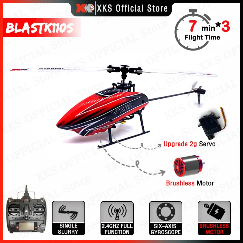 

Wltoys XKS K110S RC Helicopter Remote Control Drone BNF RTF 2.4G 6CH 3D 6G System Brushless Motor RC Quadcopter Toy Gift for Kid