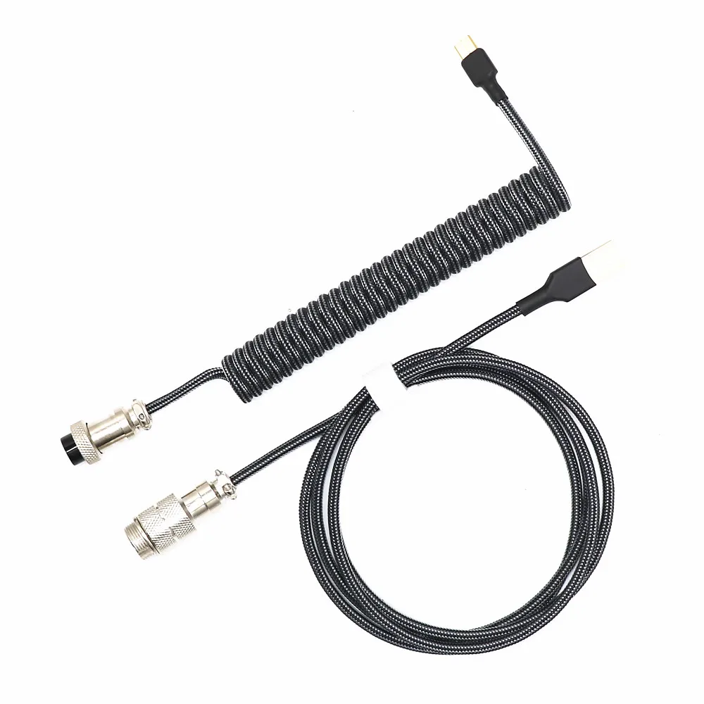 Cabo Enrolado Feito à Mão de Usb tipo c do Teclado da Bobina Mais Grosso l Forma Única Camada Sleeved Colorido Fosco Gx16 Elástico Cabo - Imagem 3