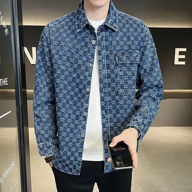 Denim Jacket Autumn Men's Shirt Collar Blazer Versatile Young Lapel Top Korean Version Casual Clothing