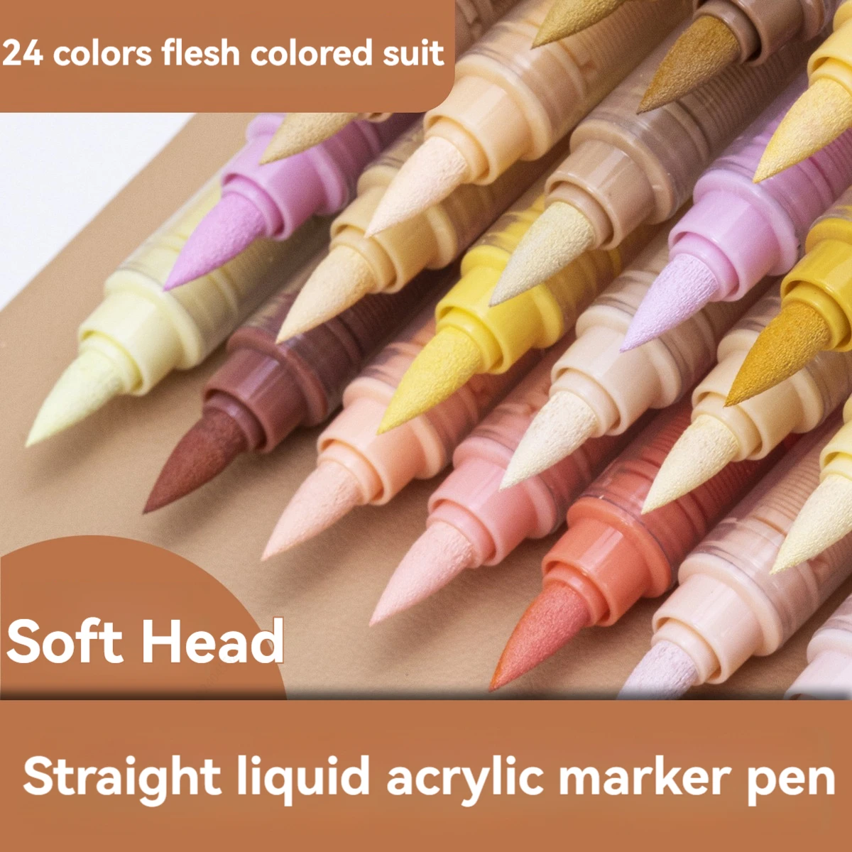 24-color Acrylic Marker Pen Straight Liquid Pressure-free Soft-head ...