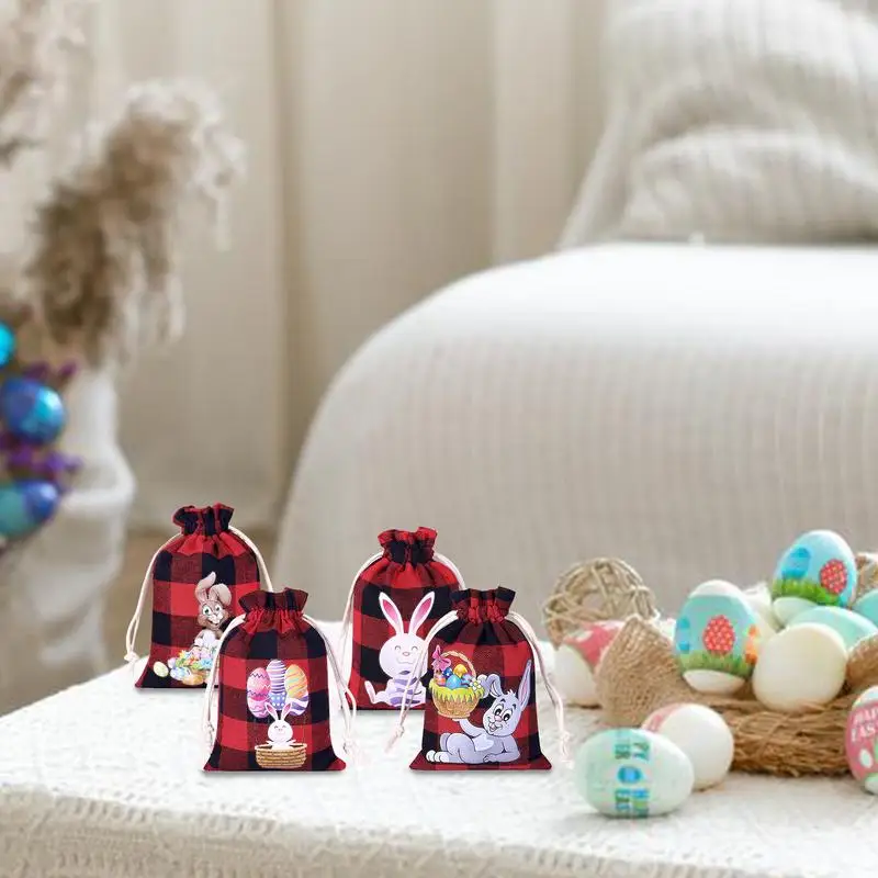 Small Easter Burlap Bags Goodie Treat Bags For Kids Set Of 12 Drawstring Bags Easter Bunny Pouches Jewelry Storage Pouch Treat