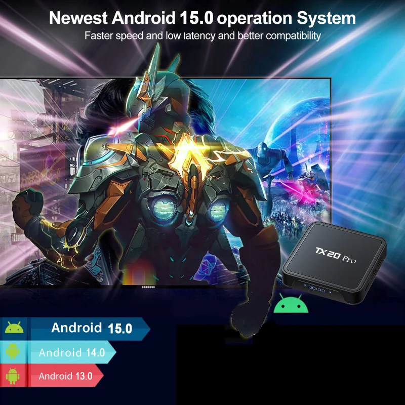 رسيفر ذكي للتلفزيون TX20 Pro بنظام أندرويد 15، معا...