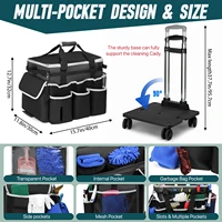 Sac de caddie de nettoyage roulant, sac à outils, sac de rangement d'outils de nettoyage, grand sac de nettoyage Portable professionnel avec roues, sacs Oxford 6