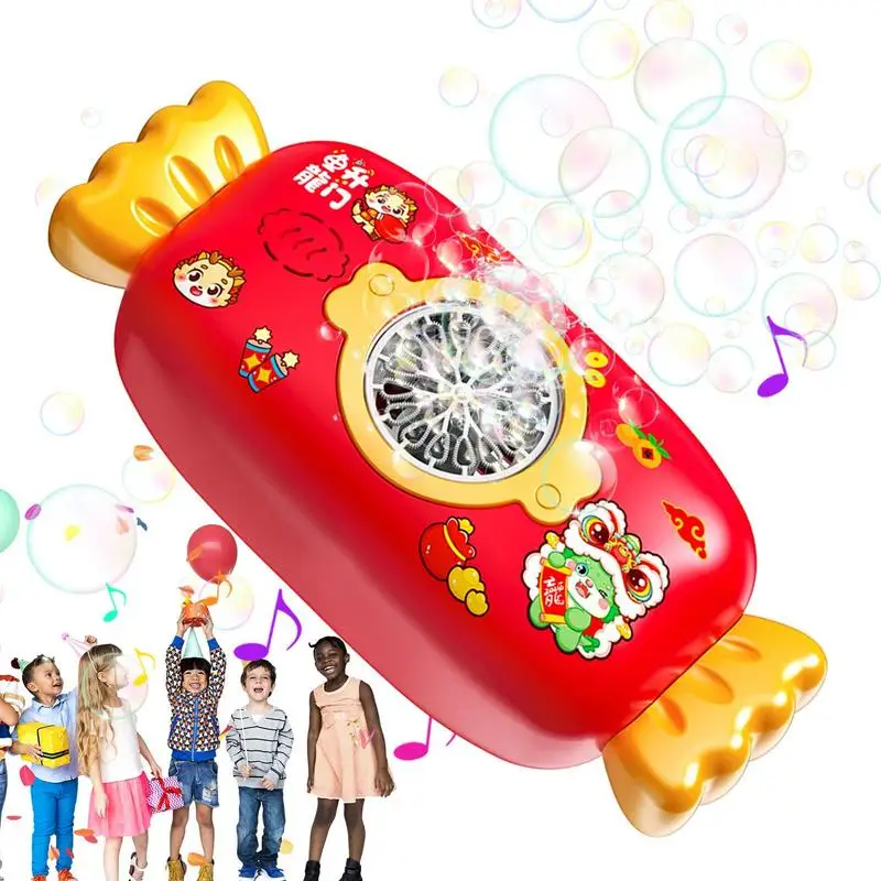 

New Year Bubble Machine Candy Shape Bubble Blower Maker Creative 16 Holes Electric Light Up Automatic Bubble Machine For New