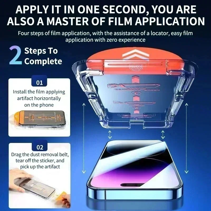 5Pcs Oleophobic Coating Dust Free Easy Installation Screen Protector For iPhone 15 14 11 13 12 16 Pro Max XS XR 15 16 Plus Glass 2