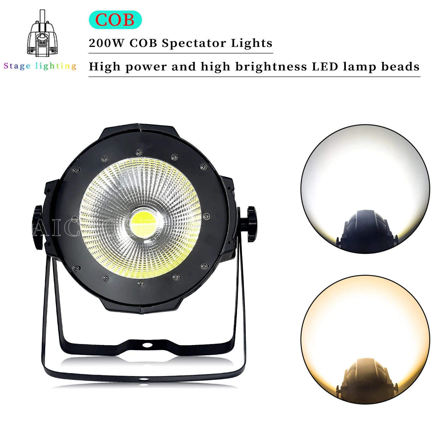 

200W COB LED Par Light Cool White Warm White 2 in 1 Strobe Stage Light DMX Control DJ Disco Equipment Stage Lighting