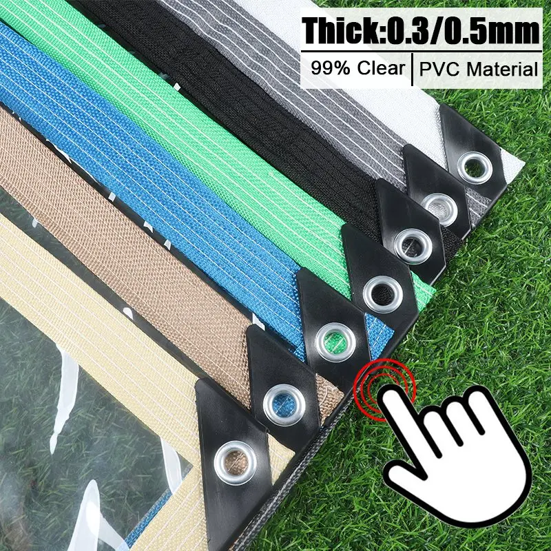Description Picture 3 of item0.3&0.5mm PVC Clear Tarpaulin Outdoor Thickened High Transparent Rainproof Cloth Terrace Waterproof Screen Gazebo Raincover