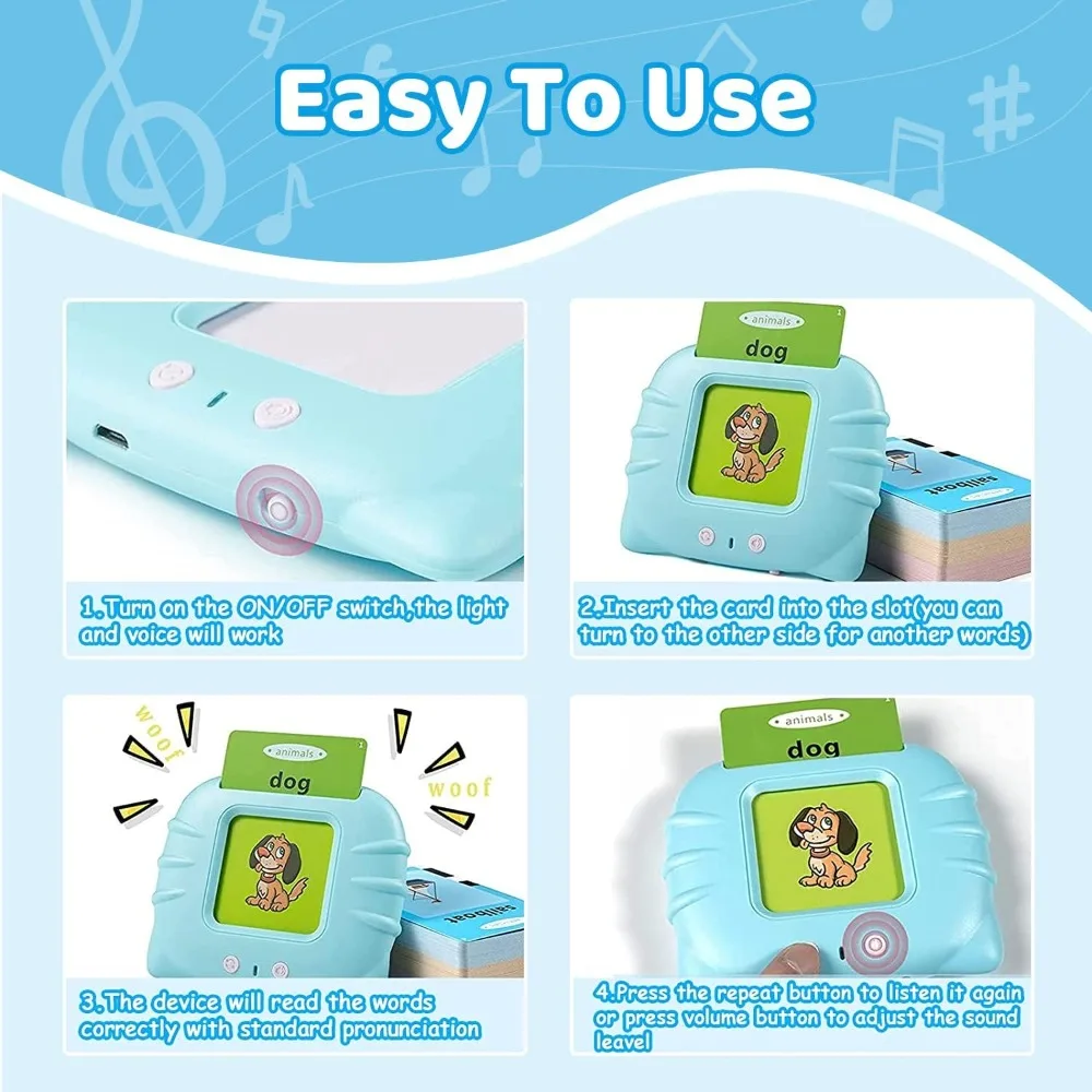 Montessori Education Flash Cards Machine Early Educational Learning English Electronic Audio Book Toy for Children Birthday Gift 6