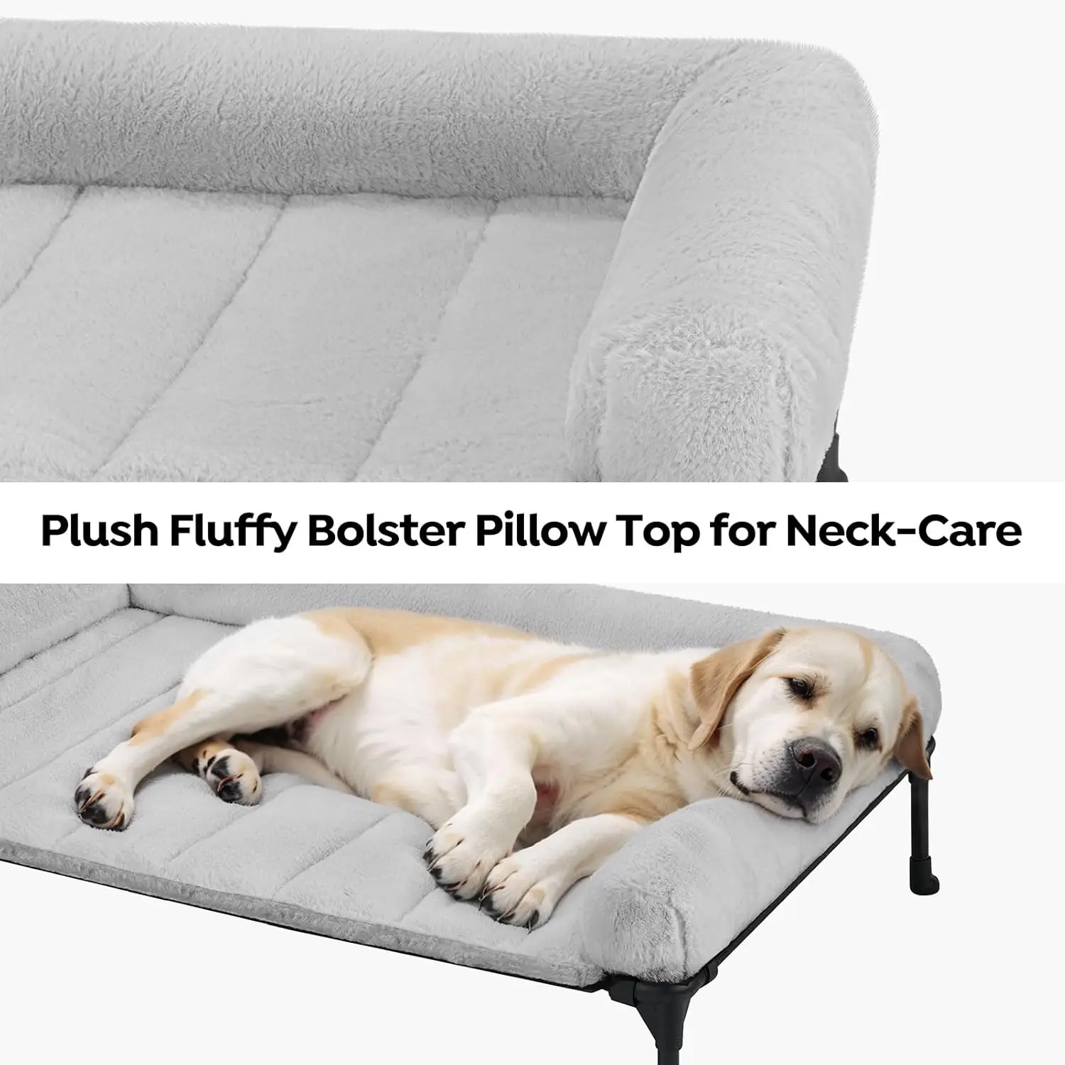 Elevated orthopedic dog bed with bolster - view 2
