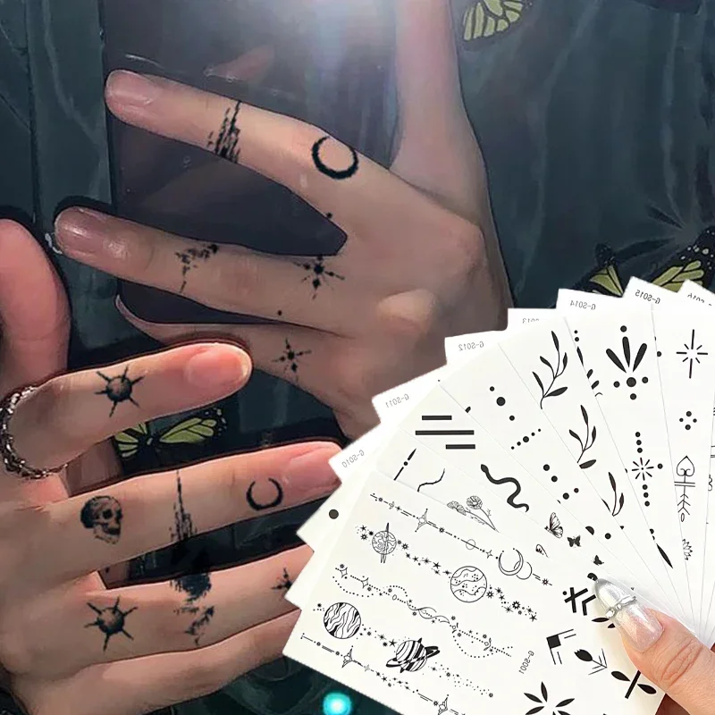 Waterproof Black Temporary Tattoo Stickers Set of 10