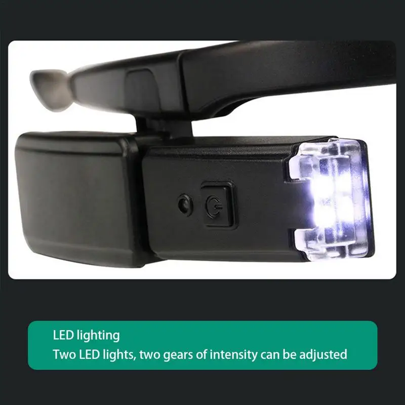 Headband Interchangeable Magnifying Glass Rechargeable Headset Magnifying Glasses Binocular Magnifier for Watch Repair Jewelry
