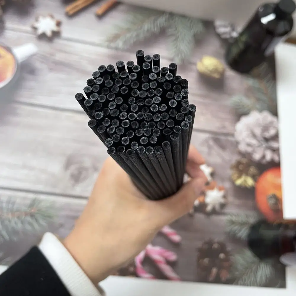 Description Picture 2 of item50PCS Dia 5/4/3MM X L40/35/30/22/10cm Black Synthetic Rattan Fiber Sticks for Home Reed Diffuser, Essential Oil Rattan Sticks