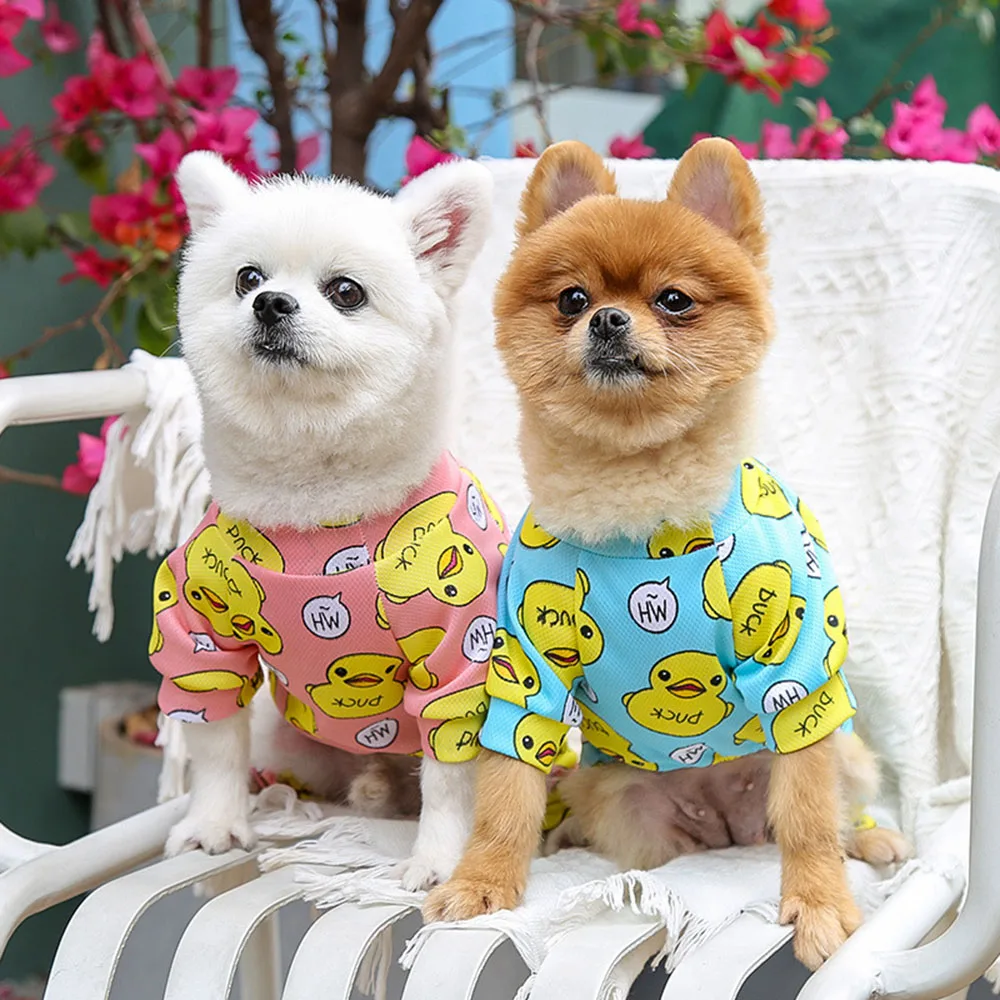 Yellow Duck Pattern Jumpsuits For Active Dogs