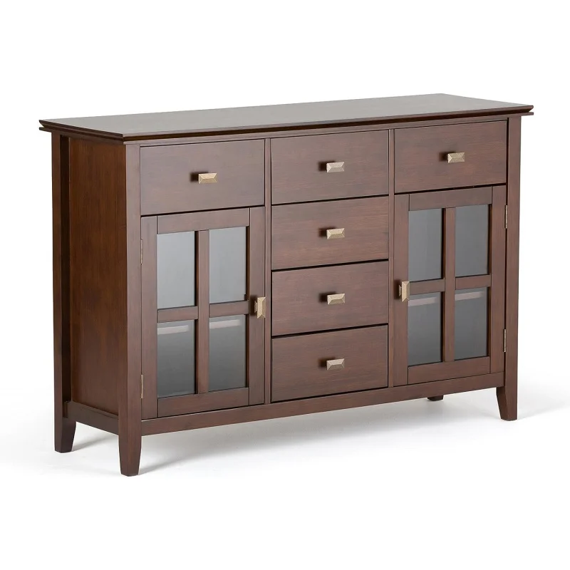 

SIMPLIHOME Artisan Solid Pine Wood 54 inch Contemporary Sideboard Buffet Credenza in Russet Brown features 2 Doors, 6 Drawers an