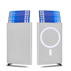 Sleek RFID Blocking Pop - up Aluminum Card Holder Wallet (Silver)