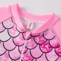 European American Style Mermaid Swimsuit Baby Girls Long Sleeves One-piece Swimsuit Hot Spring Fish Scale Kids Swimsuit 4-12Y 2