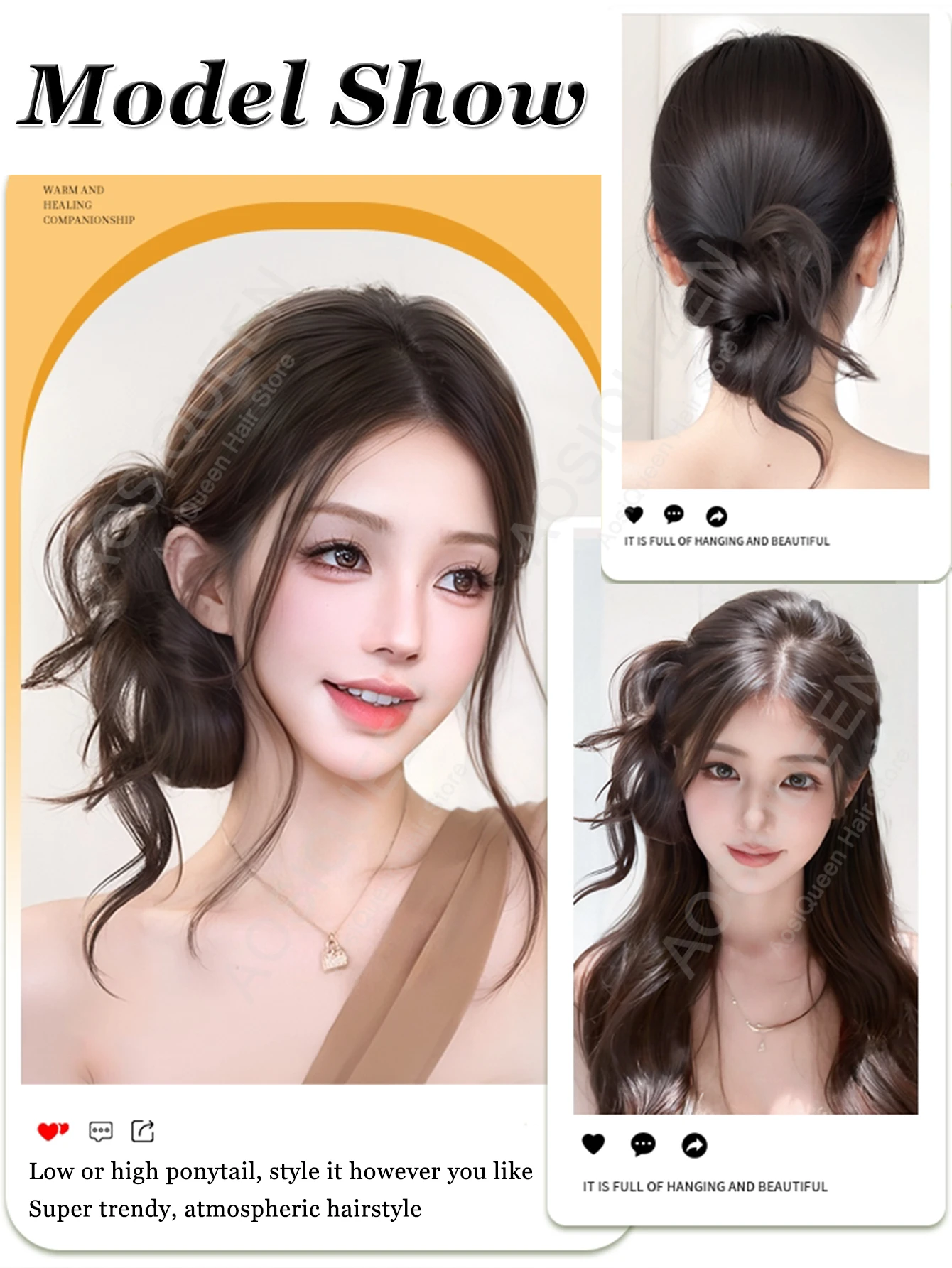 합성 가발 클립 스타일 보우 볼 헤드 드래곤 비어드 치킨 헤어 셔틀콕 헤드 가발 헤어 번 헤어 악세사리 가발 가방