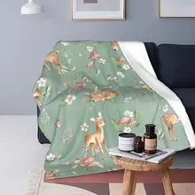 

Cute Baby Deer Flannel Blankets Fawn Woodland Forest Animals Awesome Throw Blankets for Home Plush Thin Quilt 09