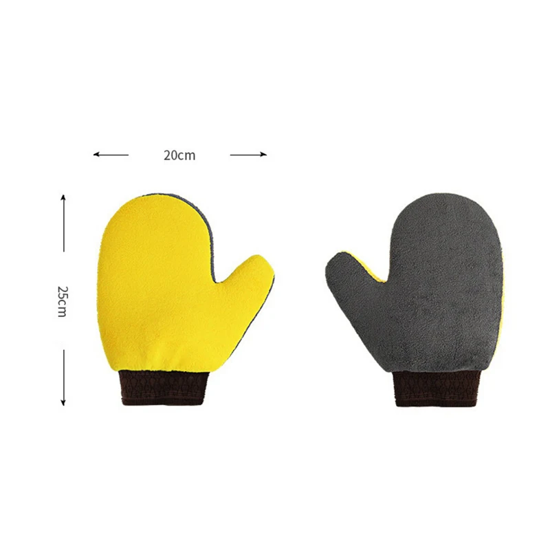 High-Density Coral Velvet Car Wash Gloves; Bear Paw Shaped Waterproof Brush Gloves for Car Cleaning