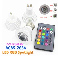 New RGB LED Spotlight 3W E27 E14 GU10 GU5.3 MR16 With 24keys Remote Control Color Dimmable Light Bulbs For Home Decoration 2
