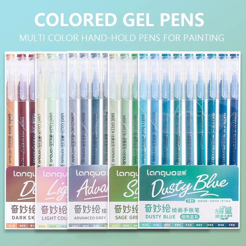 9 Colors/Set Multi-Color Neutral Gel Pen Large-Capacity 0.5mm Colored Handbook Pens Student Writing Painting Drawing Stationery