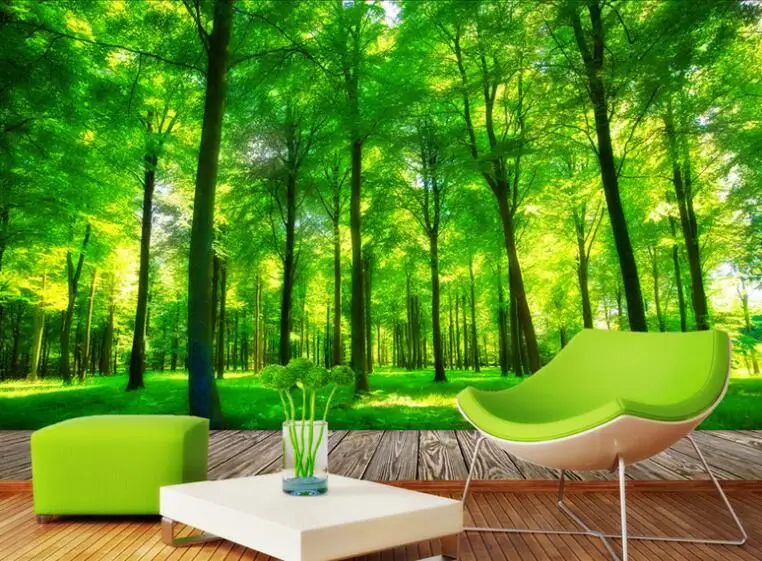 papier peint personnalisé avec forêt verte et grand fond décoration de paysage mur de fond