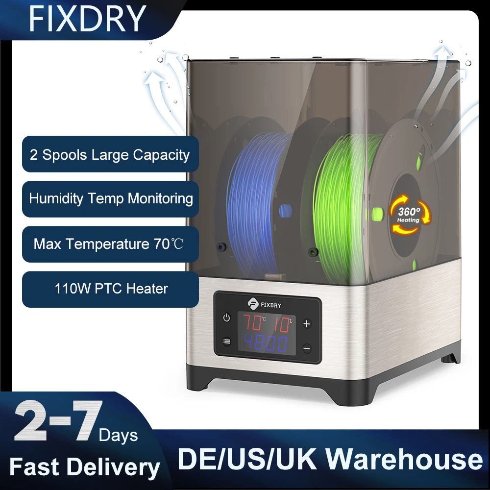 

FIXDRY Extra Large Dry Box Filament Dryer Compatible with 1.75mm 2.85mm 3.00mm 3D Filament Dry fast Extra Large High Temperature