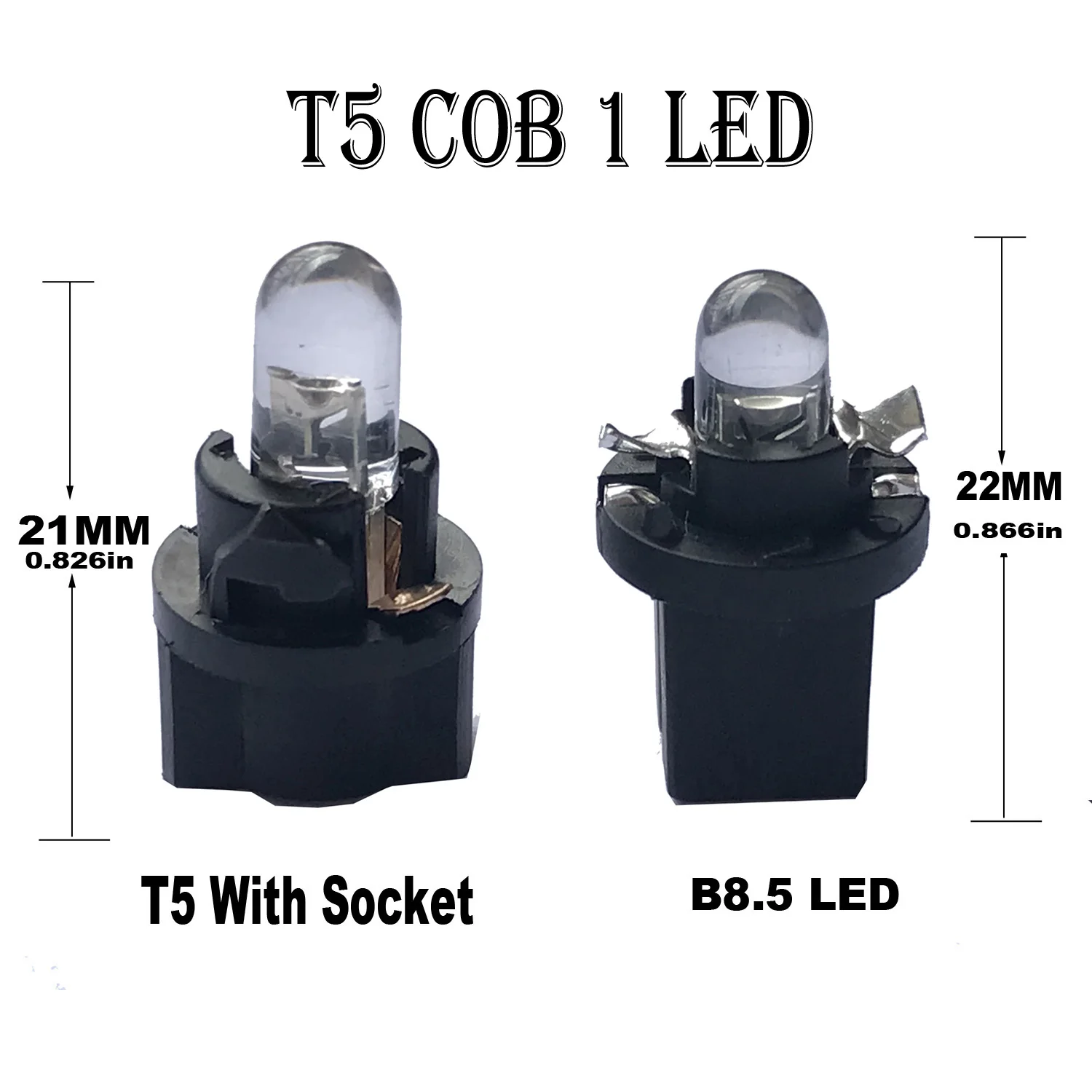 10pcs T5 PC74 B8.5 Led W3W Car Interior Light Dashboard Warming Indicator COB Chip Canbus Auto Instrument Light Wedge Gauge Bulb