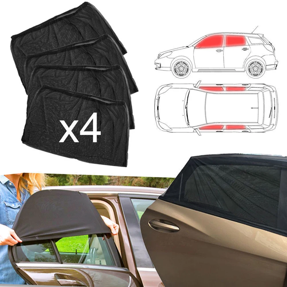 

2pcs Car Window Screen Door Covers Front/Rear Side Window UV Sunshine Cover Shade Mesh Car Mosquito Net for Baby Child Camping