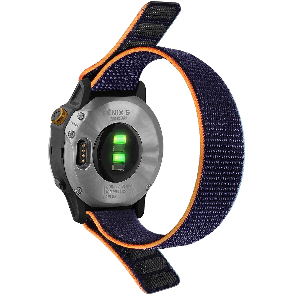 Ultralight Woven Nylon Hook Loop Watch Strap, 22mm