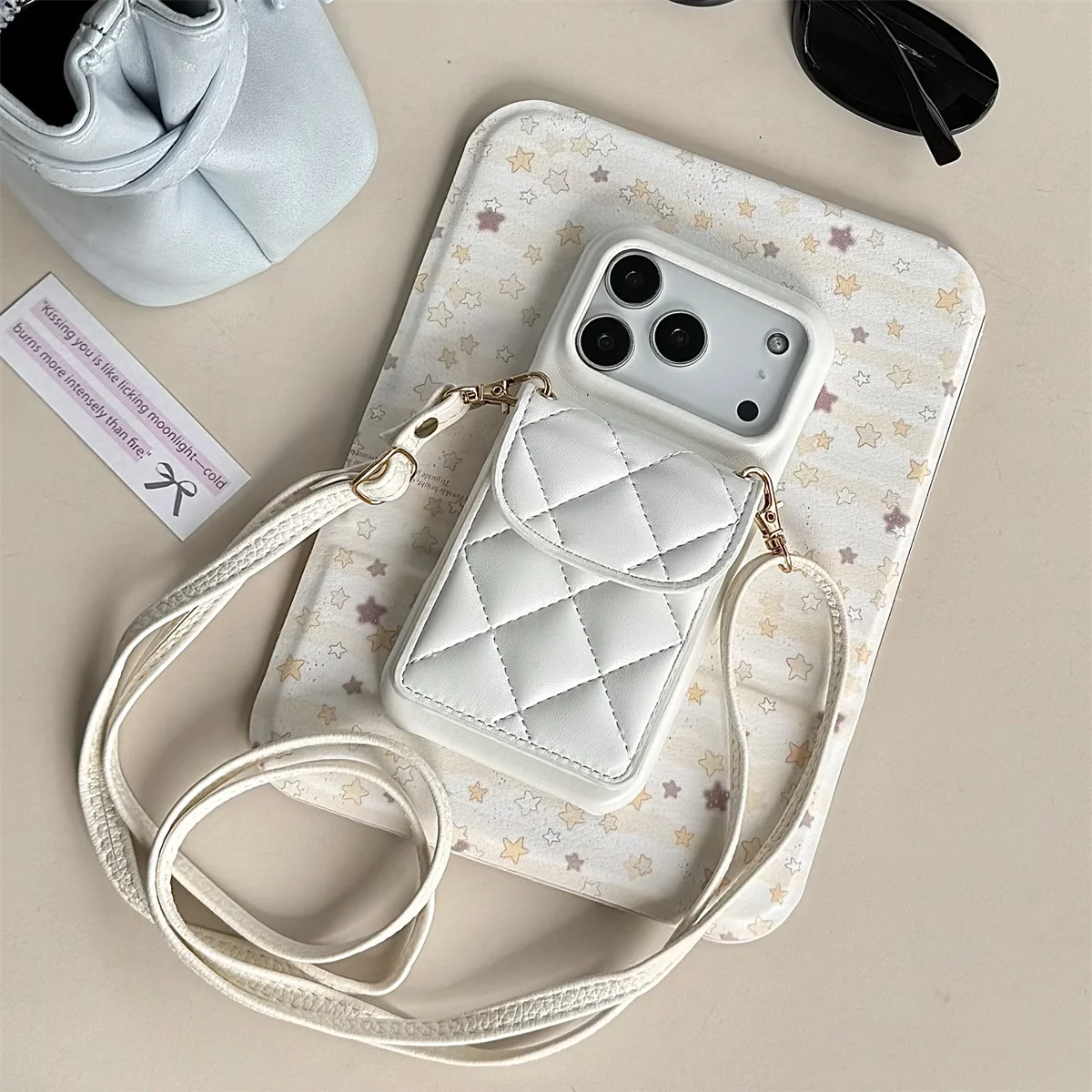 Elegant Crossbody Lanyard Phone Case with Leather Wallet Card Holder