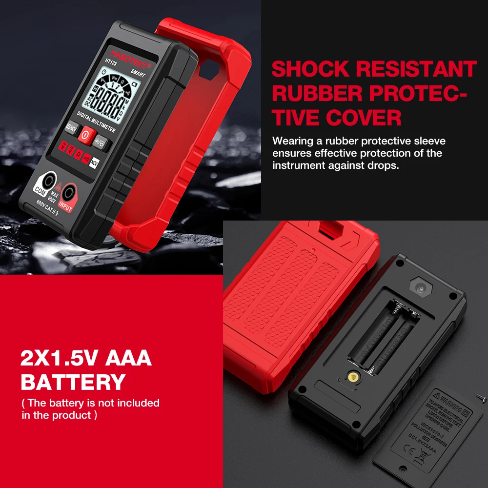 HABOTEST HT123 Digital Multimeter AC DC NCV Smart Multimeter Tester Ohm Voltage Meter Auto Range Profesional Electrician Tester digital multimeter,multimeter tester,voltage meter tester