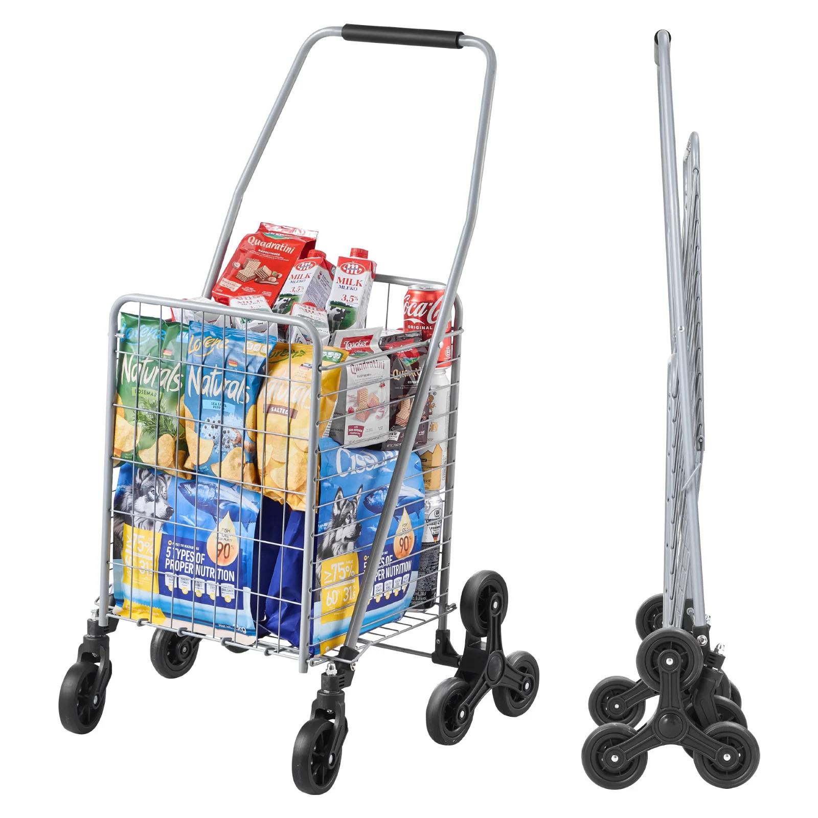 Folding Stair Climbing Utility Cart with Wheels for Shopping