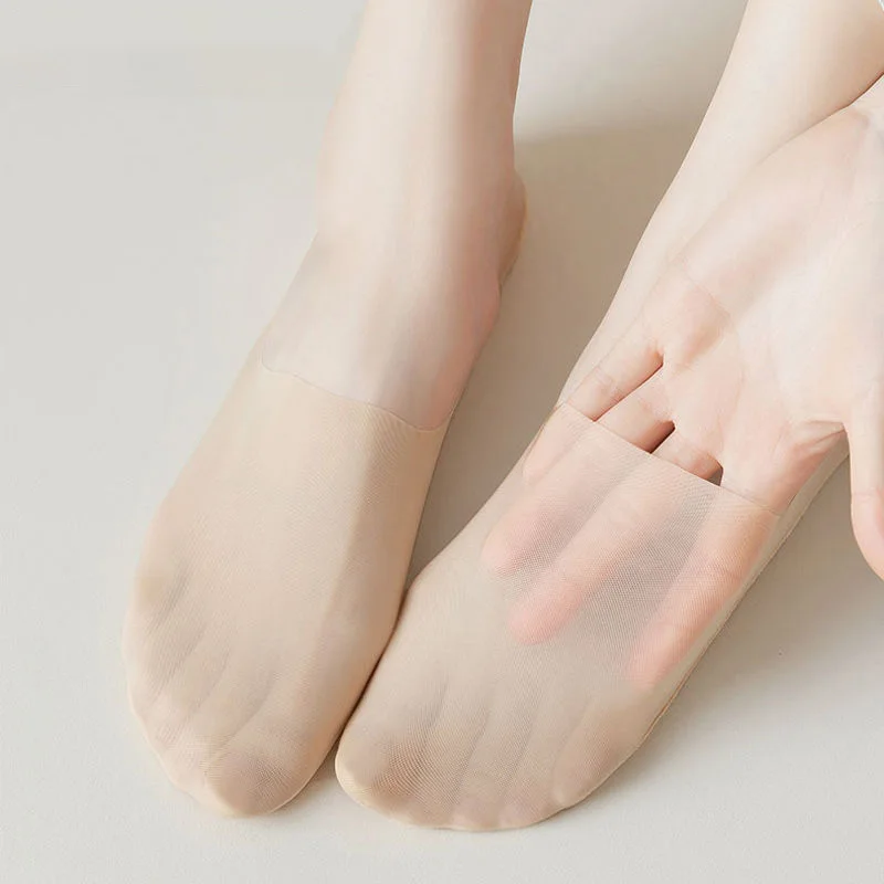 여름 초박형 보이지 않는 로우 컷 양말, 실리콘 미끄럼 방지 메쉬 양말, 면 아이스 실크, 솔리드 여성 양말 슬리퍼, 5 켤레