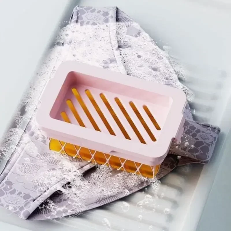 다기능 세탁 비누 상자, 휴대용 스트레치 메쉬 비누 거품 상자, 미끄럼 방지 배수 메쉬 버클 비누 상자