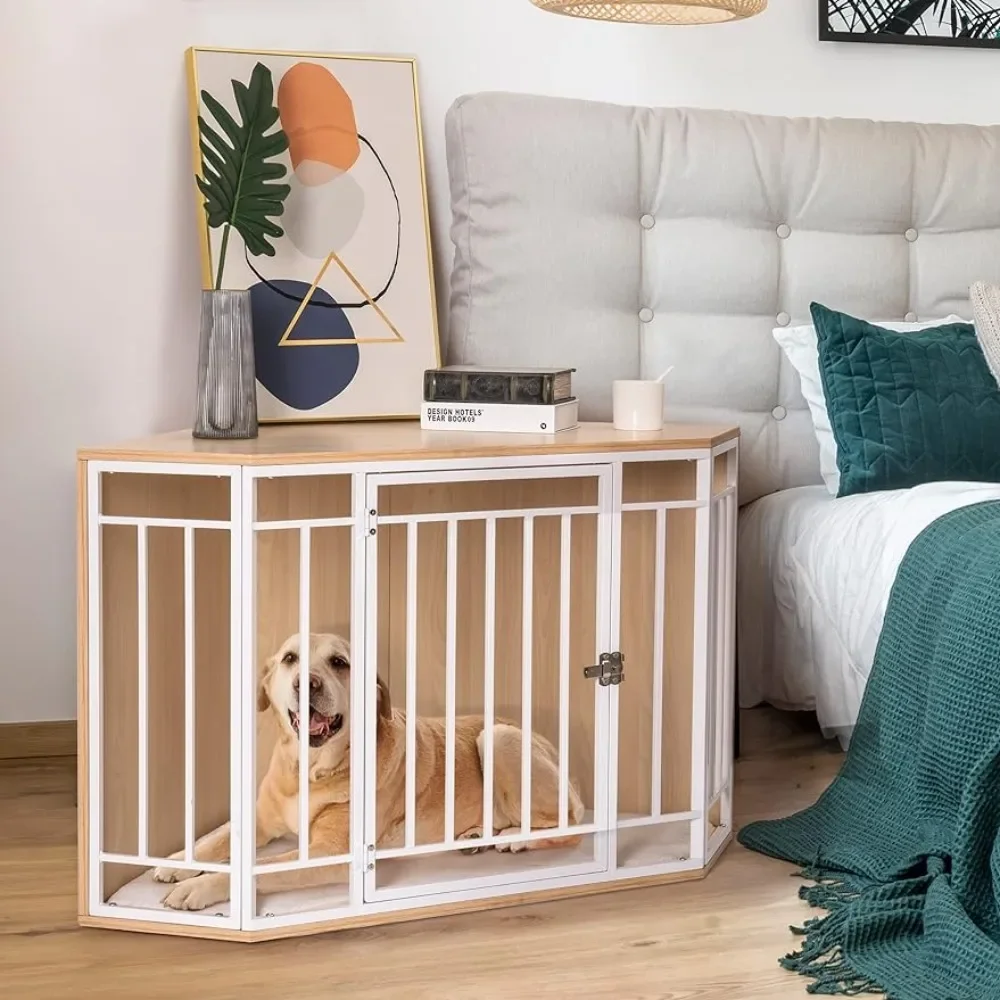 

Corner dog cage with mat, wooden kennel coffee table, dog house, indoor pet box, indoor small and medium-sized dog cage