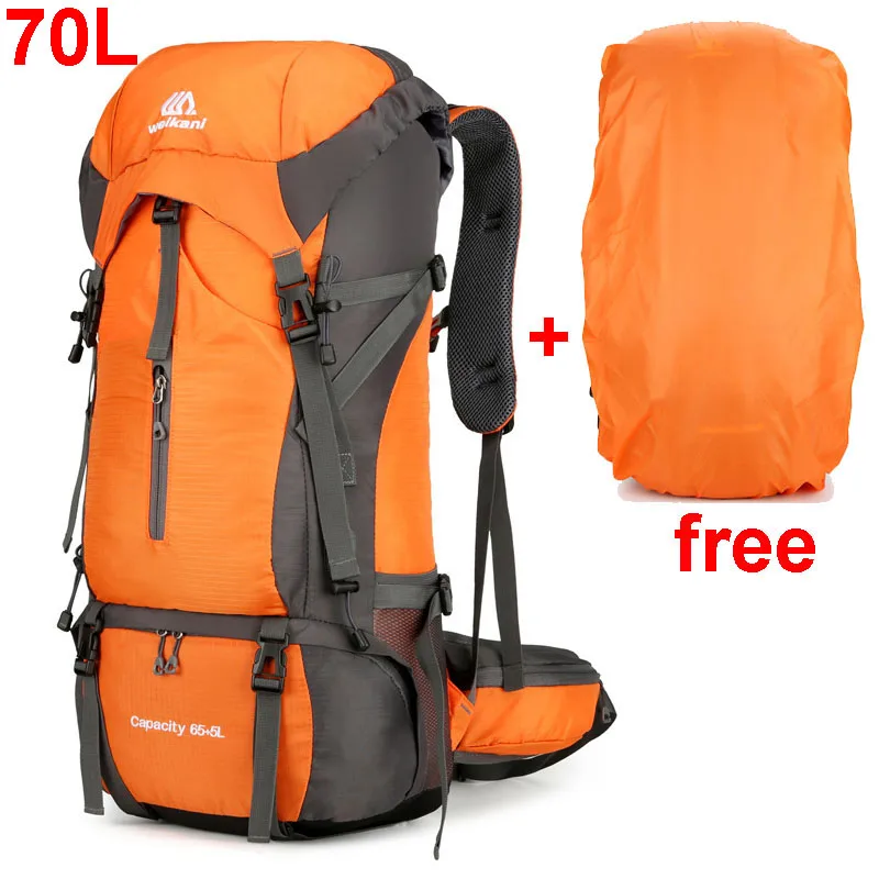 thumbnail image 1 of Mochila de nailon de 70L para acampar, bolsa de viaje con cubierta para lluvia, mochila para senderismo al aire libre, mochila de montañismo, bolsos de hombro para hombre, equipaje, 1 of 4