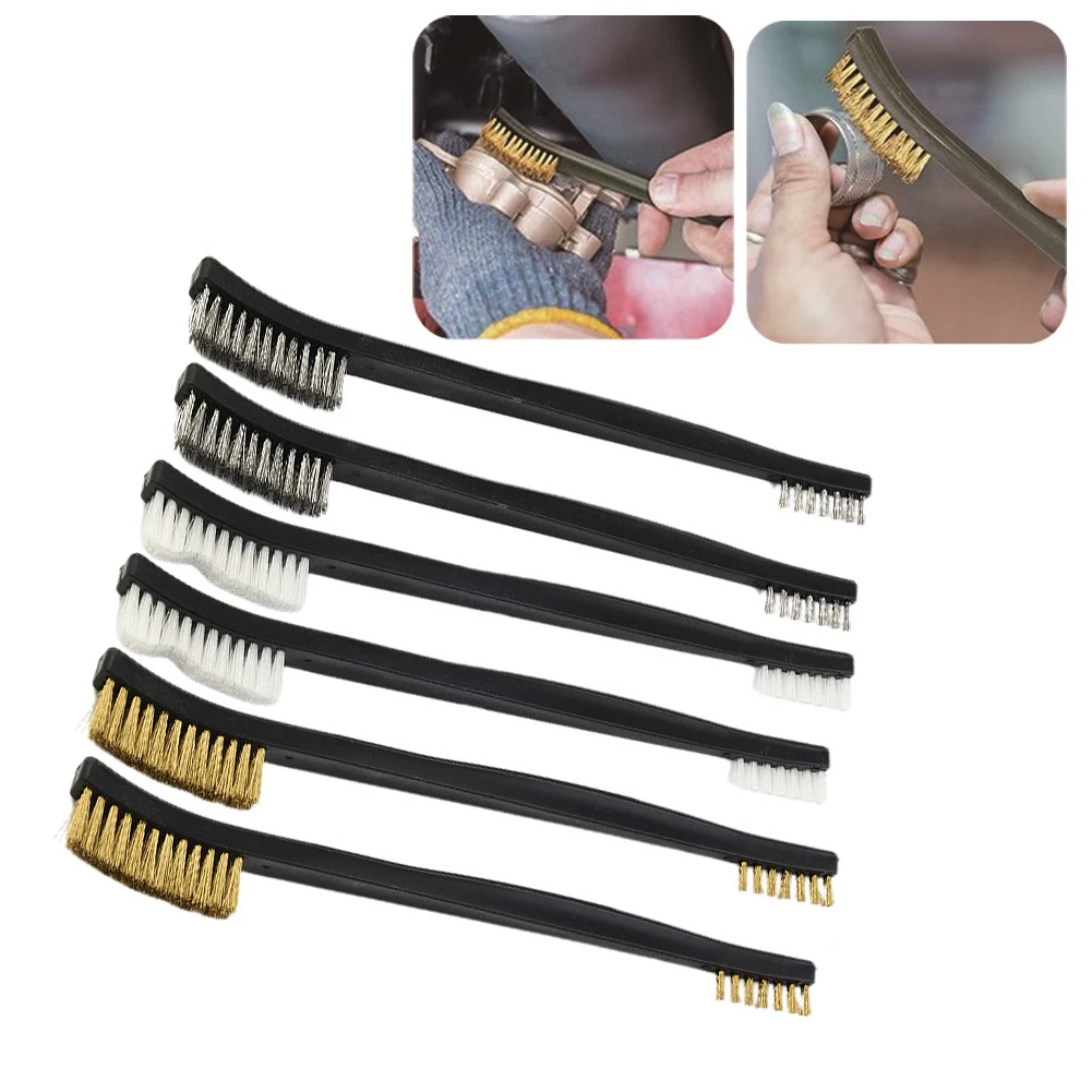 

6pcs Wire Brush Set Stainless Steel Brush Brass Cleaning Brush Polishing Rust Remover Metal Wire Burring Cleaning Tool